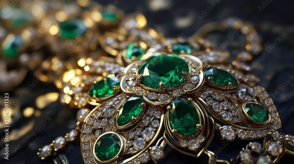 Elegant 3D Render of Luxurious Green Jewelry Elegant 3D Render of Luxurious Green Jewelry