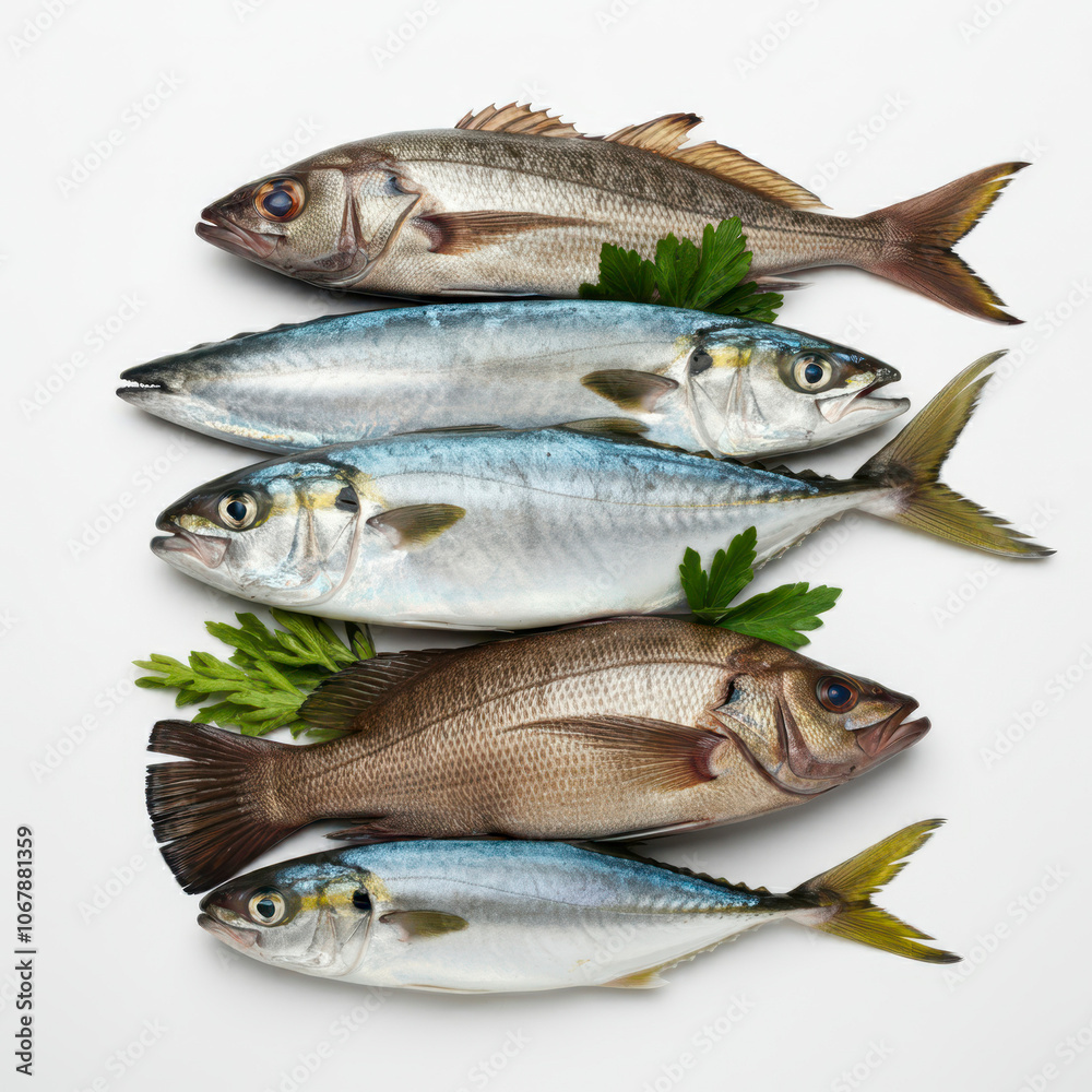 Sea fish collection isolated on white background Sea fish collection isolated on white background