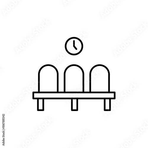 Waiting Room icon Outline set in black and white color