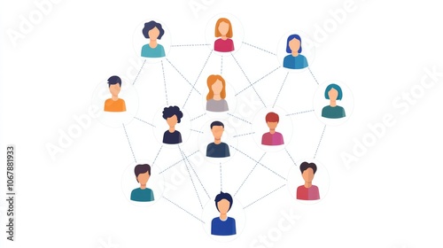 People icons on white background. Social media network connection, global internet technology and online data exchange