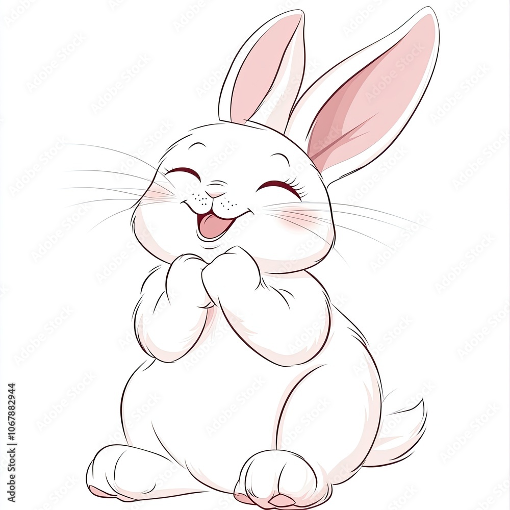 A Cartoon White Rabbit With Big Ears Smiling A Cartoon White Rabbit With Big Ears Smiling