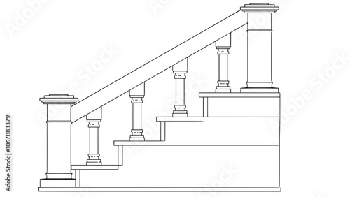 Staircase Balustrade Designs 2D vector