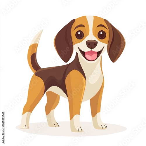 A Happy Beagle Dog with Brown and White Fur