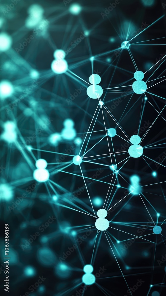 Social media network connection, people icons on black background. Global internet technology and online data exchange