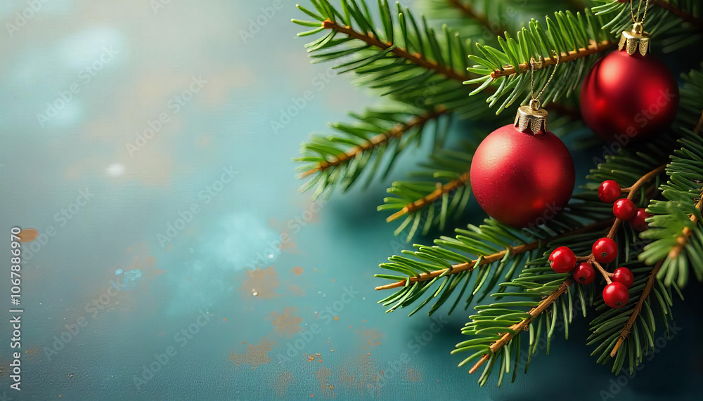 Festive Christmas Decoration with Red Baubles Festive Christmas Decoration with Red Baubles