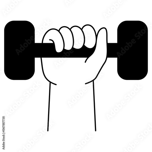 hand holding dumbbell icon logo