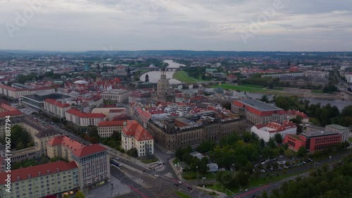 Wallpaper Mural Aerial views of Dresden, Germany capture the city center, showcasing the Elbe River and its remarkable architecture, reflecting the charm of this historic urban landscape Torontodigital.ca