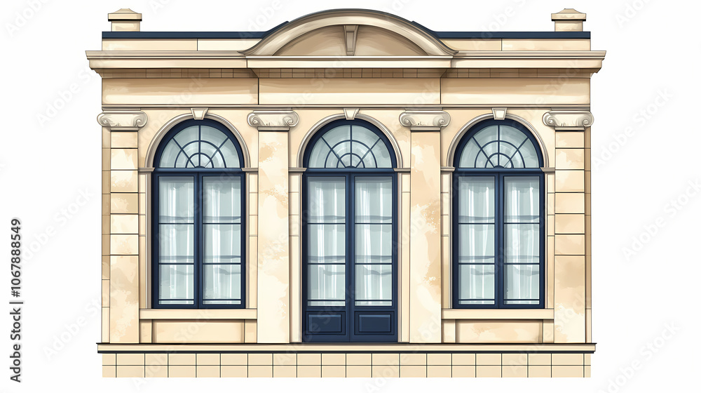 Modern and minimal house window for interior decoration isolated on transparent background, cut out, png, clipping path. Vintage. Illustration Modern and minimal house window for interior decoration isolated on transparent background, cut out, png, clipping path. Vintage. Illustration