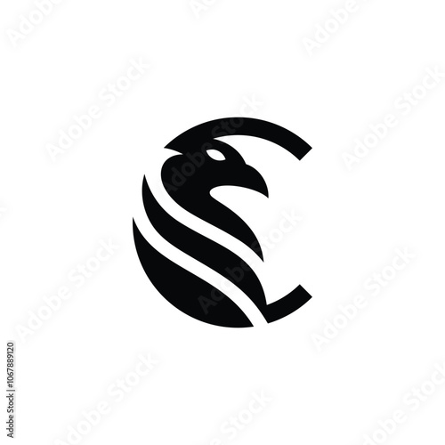 creative letter C logo flying birds phoenix eagle hawk falcon logo design