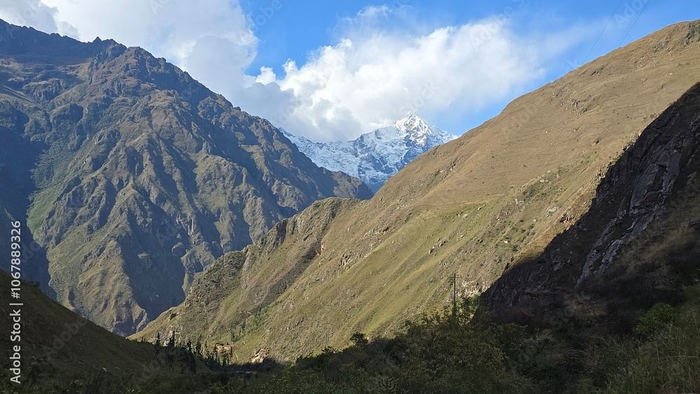 Andes Mountains landscape with snow-capped peak Andes Mountains landscape with snow-capped peak