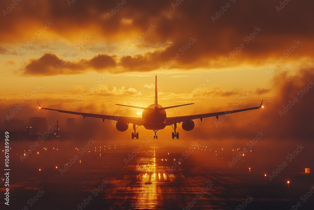 Air travel dynamics. an aircraft in action showcasing global logistics, airport infrastructure, and aviation technology, emphasizing safety, environmental impact, Air travel dynamics. an aircraft in action showcasing global logistics, airport infrastructure, and aviation technology, emphasizing safety, environmental impact,