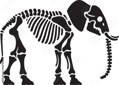 skeleton of elephant animal silhouette vector art illustration