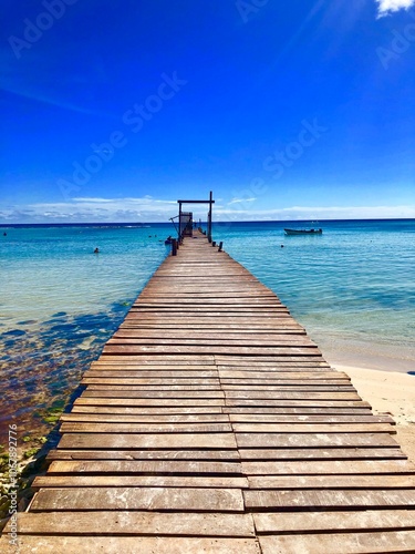 Photography wooden bridge over the sea