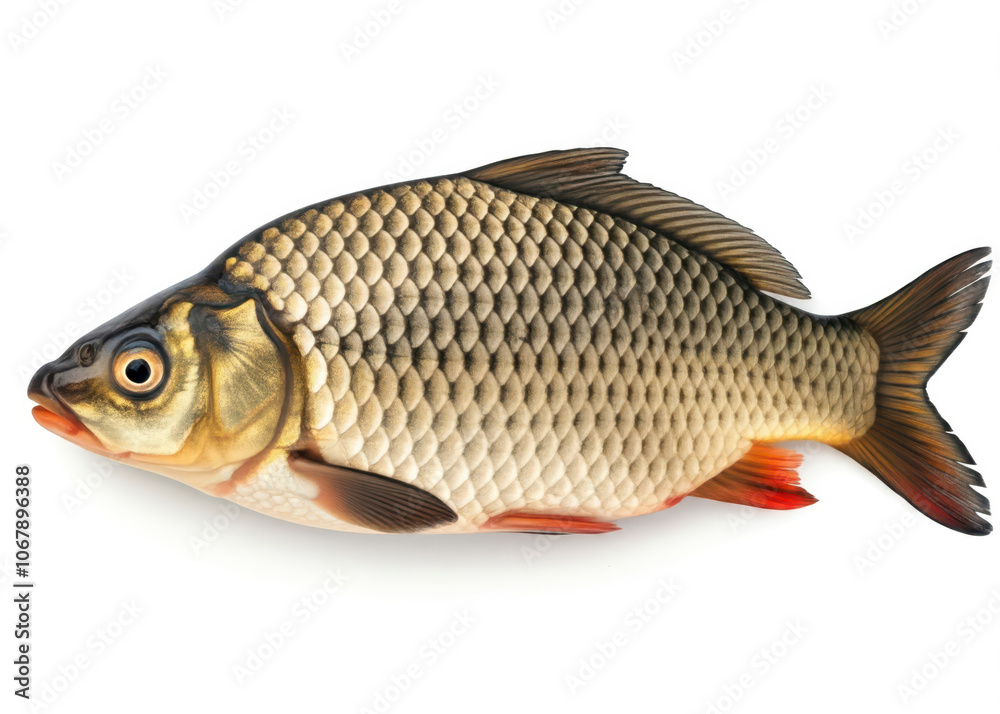 fish crucian carp isolated on white, whole fresh fish fish crucian carp isolated on white, whole fresh fish
