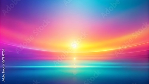 Abstract Gradient with Vibrant Hues and a Glowing Center, Reflecting in a Serene Watery Plane