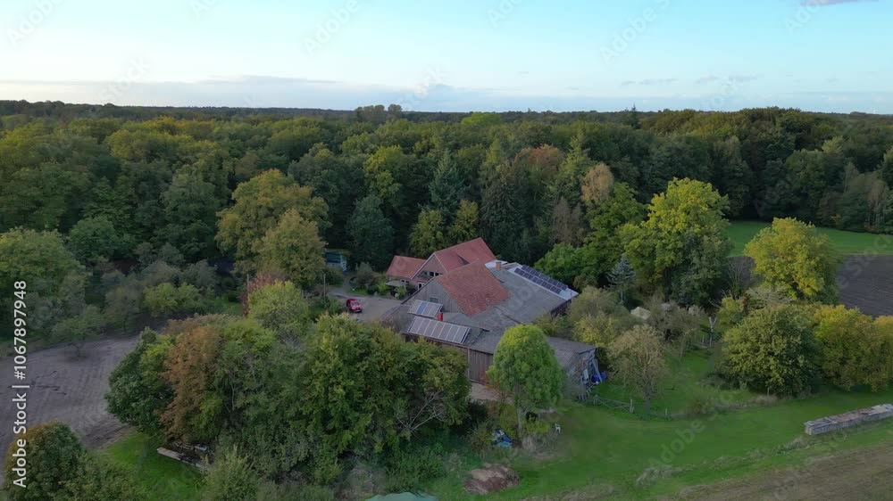 moore plowed field bordering forest in germany. Nice aerial view flight drone moore plowed field bordering forest in germany. Nice aerial view flight drone