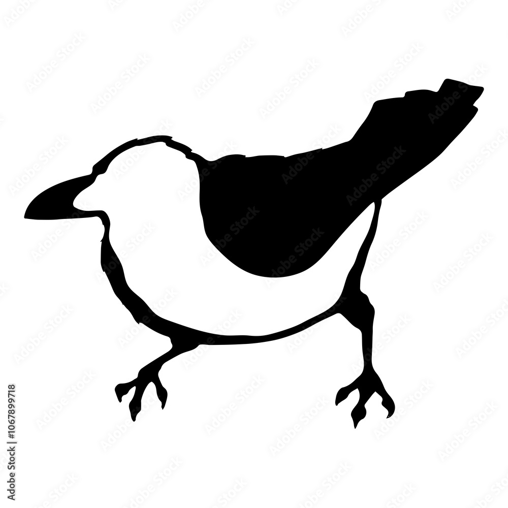 Fototapeta premium Bird Raven Crow Black Silhouette for Icon.