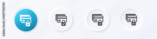 Secure payment icon. Neumorphism round style button design vector