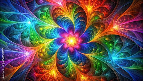 Spectral colors exploding in abstract fractal design, representing creativity and imagination , explosion