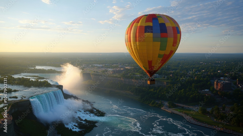 Obraz premium Hot Air Balloon Flight Over Niagara Falls
