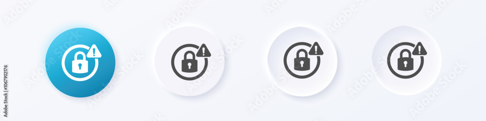 Security alert icon. Neumorphism round style button design vector Security alert icon. Neumorphism round style button design vector