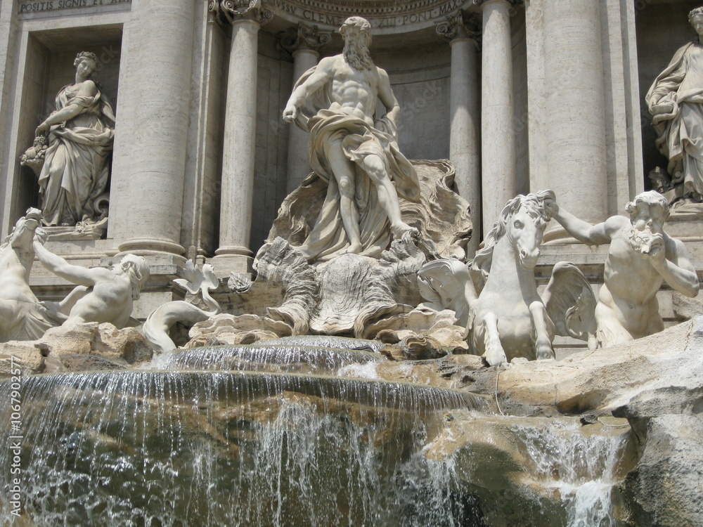The Trevi Fountain in Rome, Italy is a stunning showcase of Baroque architecture. It features grand sculptures of mythological figures and cascading water, where visitors toss coins to make a wish. The Trevi Fountain in Rome, Italy is a stunning showcase of Baroque architecture. It features grand sculptures of mythological figures and cascading water, where visitors toss coins to make a wish.