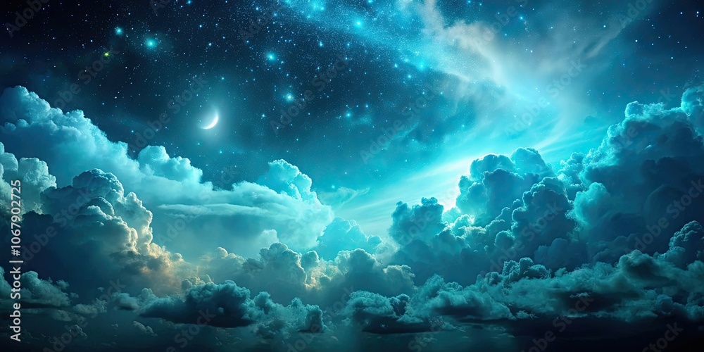 Fototapeta premium Dark teal night sky with clouds , black, blue, dark teal, night, sky, clouds, stars, evening, celestial, moody, atmospheric