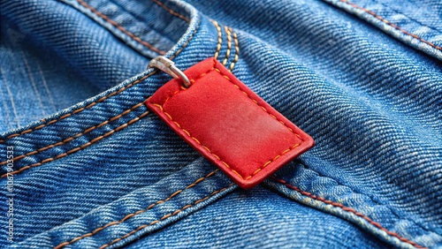Close-up of classic Levi's Strauss blue jeans with iconic red tag, denim, vintage, Levi's, clothing, brand, blue jeans