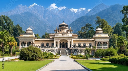 A panoramic view of the stunning architecture of the Rani Durgavati Palace in Mandla, emphasizing its historical significance and natural surroundings photo