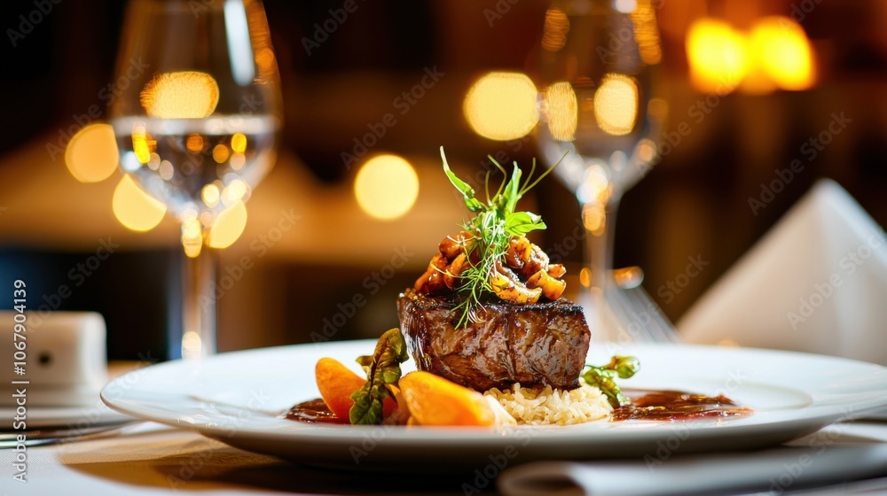 Elegant High-End Plated Dish with Premium Ingredients Elegant High-End Plated Dish with Premium Ingredients