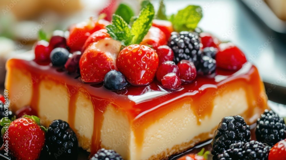 Elegant Flan with Caramel Topping and Berries Elegant Flan with Caramel Topping and Berries