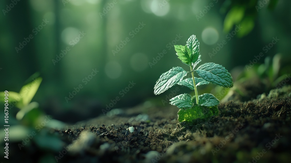 A Young Sprout Emerging from the Forest Floor A Young Sprout Emerging from the Forest Floor