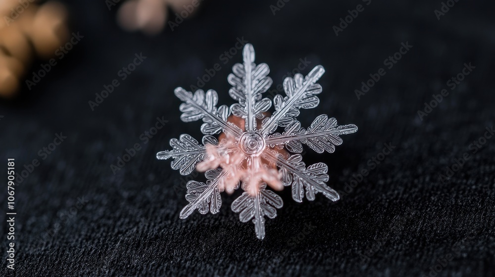 Single Snowflake on Black Velvet Background Single Snowflake on Black Velvet Background