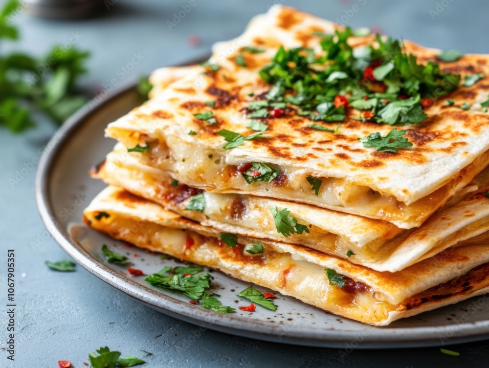 Crispy Quesadilla with Gooey Cheese and Fresh Herbs Crispy Quesadilla with Gooey Cheese and Fresh Herbs