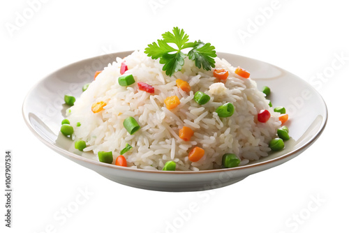 Rice in bowl on isolated background 