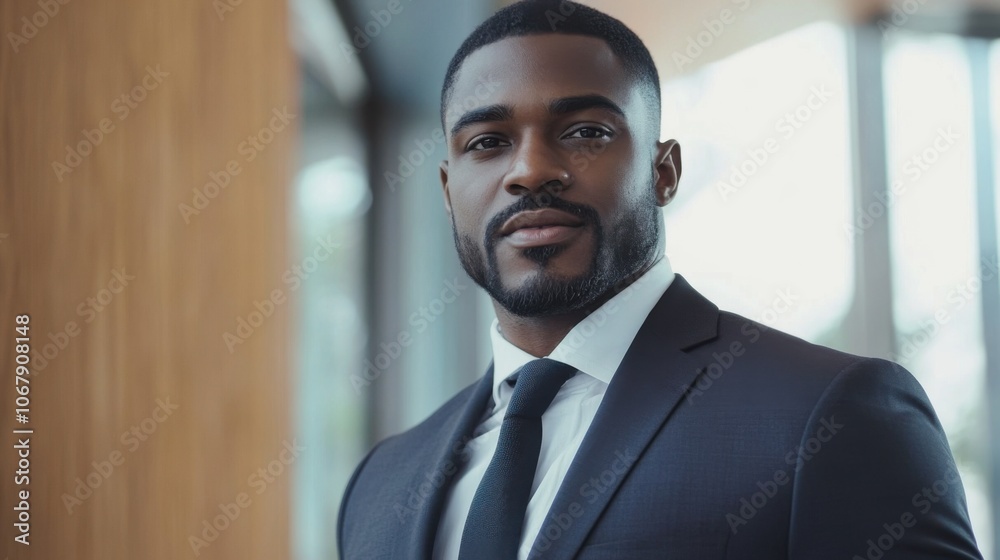 Confident Businessman in Suit Giving Presentation Confident Businessman in Suit Giving Presentation