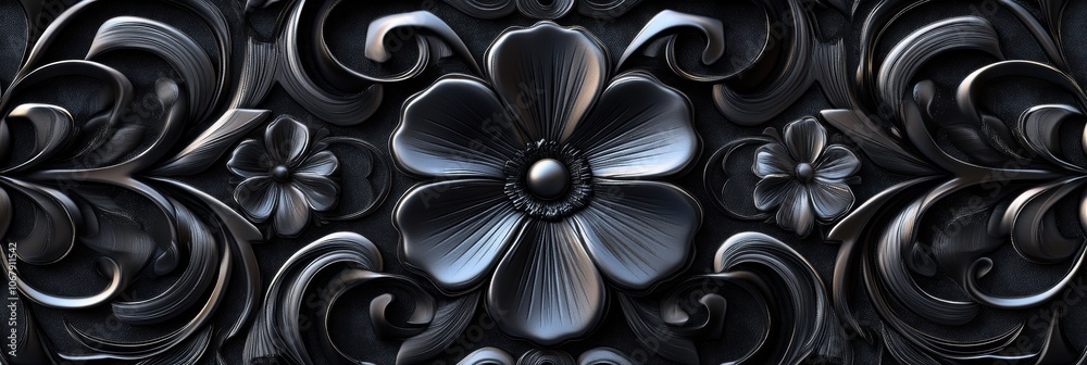 Abstract dark flower curve pattern background. 3D. Abstract dark flower curve pattern background. 3D.