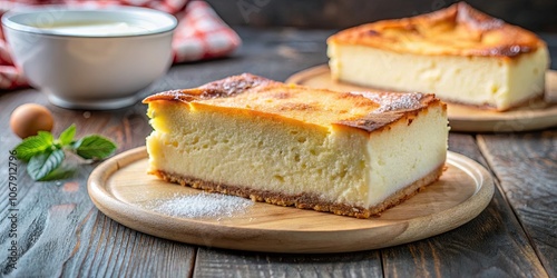 Cottage cheese cake Zapekanka, a delicious baked cheese casserole with a golden crust , dessert