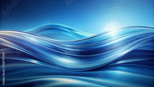 Wallpaper Mural Abstract Flowing Blue Waves with a Sunlit Horizon Torontodigital.ca