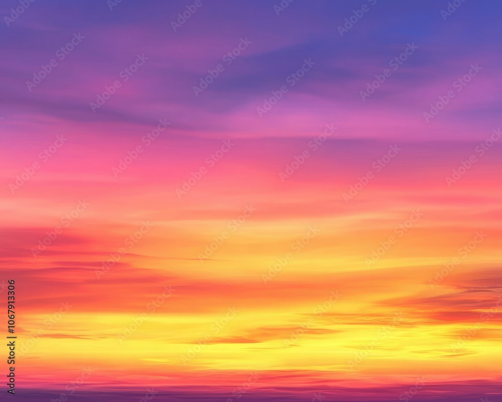 Obraz premium A vibrant sunset with hues of pink, purple, and orange blending together in a serene sky, creating a breathtaking and peaceful atmosphere.