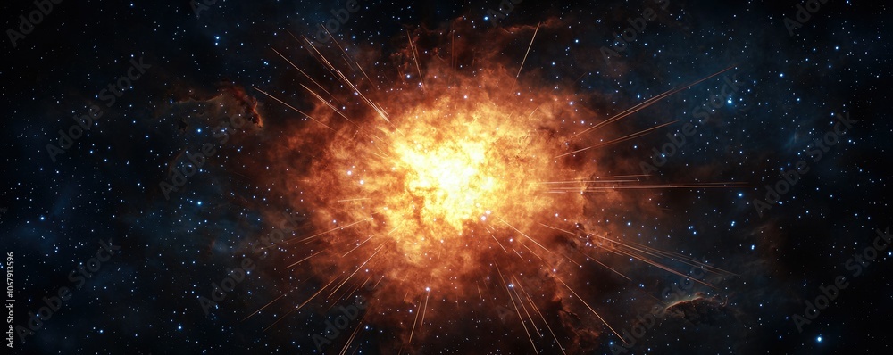 A vibrant explosion of light and energy against a starry backdrop, evoking the vastness and mystery of the universe. A vibrant explosion of light and energy against a starry backdrop, evoking the vastness and mystery of the universe.