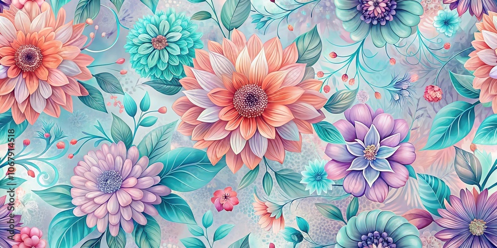 A symphony of pastel hues, with delicate petals unfurling in a vibrant floral tapestry, blooming against a soft, ethereal background. A symphony of pastel hues, with delicate petals unfurling in a vibrant floral tapestry, blooming against a soft, ethereal background.
