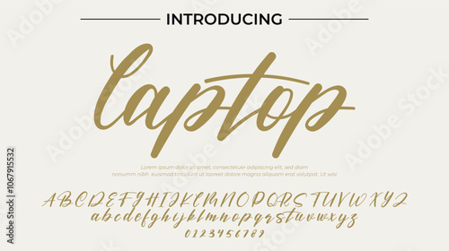 Laptop Font Stylish brush painted an uppercase vector letters, alphabet, typeface