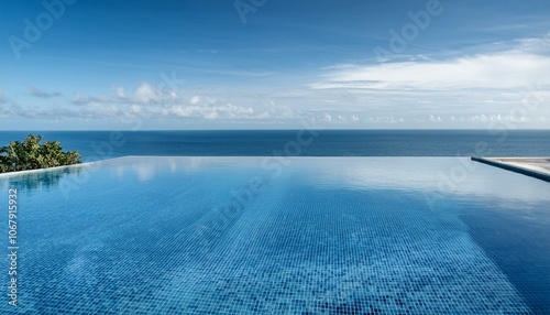 A luxury hotel infinity pool with the ocean at its edge photo