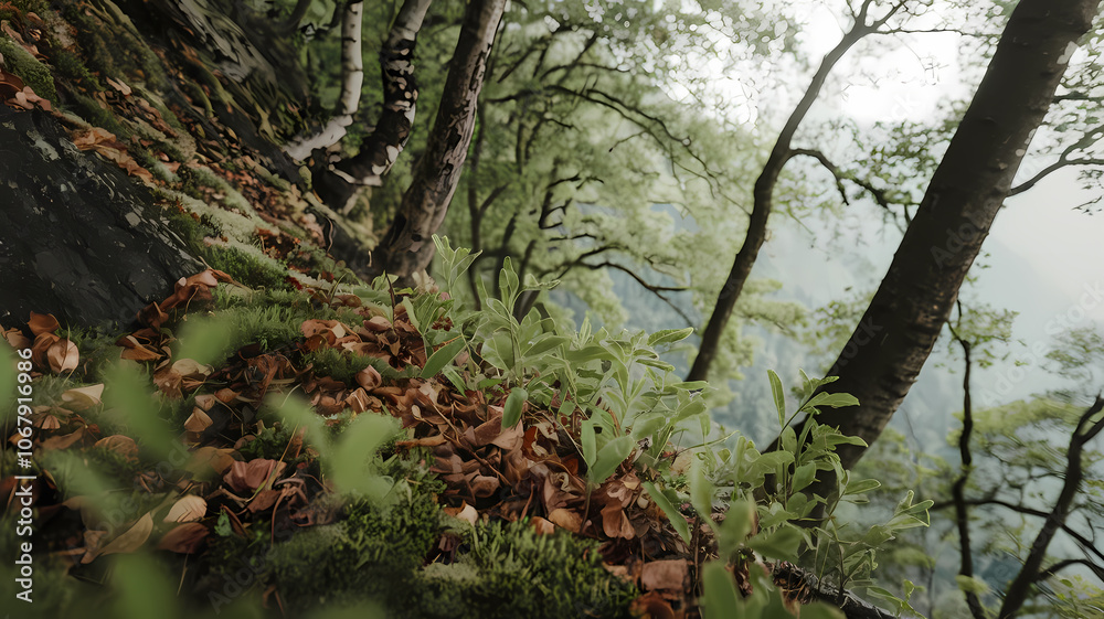 Lush greenery on forest floor with fallen leaves, showcasing vibrant plants and trees in a serene natural setting, reflecting a tranquil ecosystem in the wilderness. Lush greenery on forest floor with fallen leaves, showcasing vibrant plants and trees in a serene natural setting, reflecting a tranquil ecosystem in the wilderness.