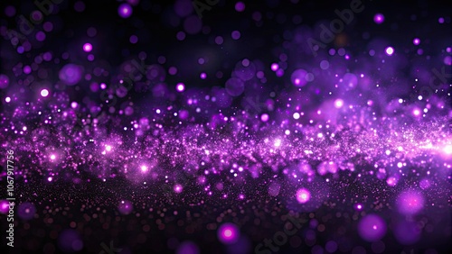 Purple glowing particles floating on a dark black background, glow, abstract, design, vibrant, dynamic, bright, ethereal