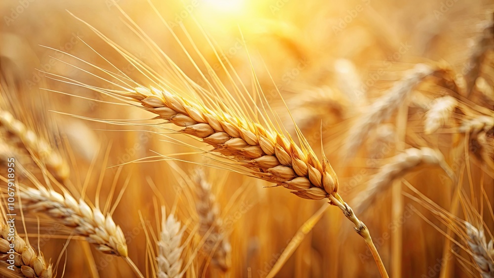 Close-up of wheat ear with selective focus, showcasing the beauty of nature , agriculture, crops, golden, harvest, growth