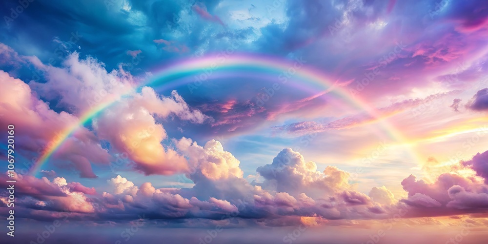 A celestial canvas painted with soft hues, a majestic rainbow arching through ethereal clouds, a spectacle of nature's artistry. A celestial canvas painted with soft hues, a majestic rainbow arching through ethereal clouds, a spectacle of nature's artistry.
