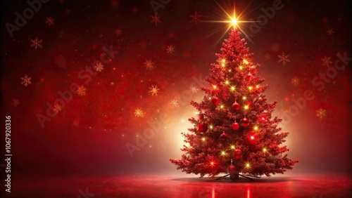 Beautiful warm Christmas artwork featuring a red and dark tree , holiday, festive, artwork, red, dark, tree, Christmas, season