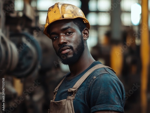 Industrial Worker Operating Machinery in Close Up